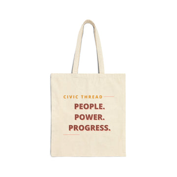 Cotton Tote Bag — “People. Power. Progress.” / “Vote Like Your Future Depends On It.” Civic Voter Tote