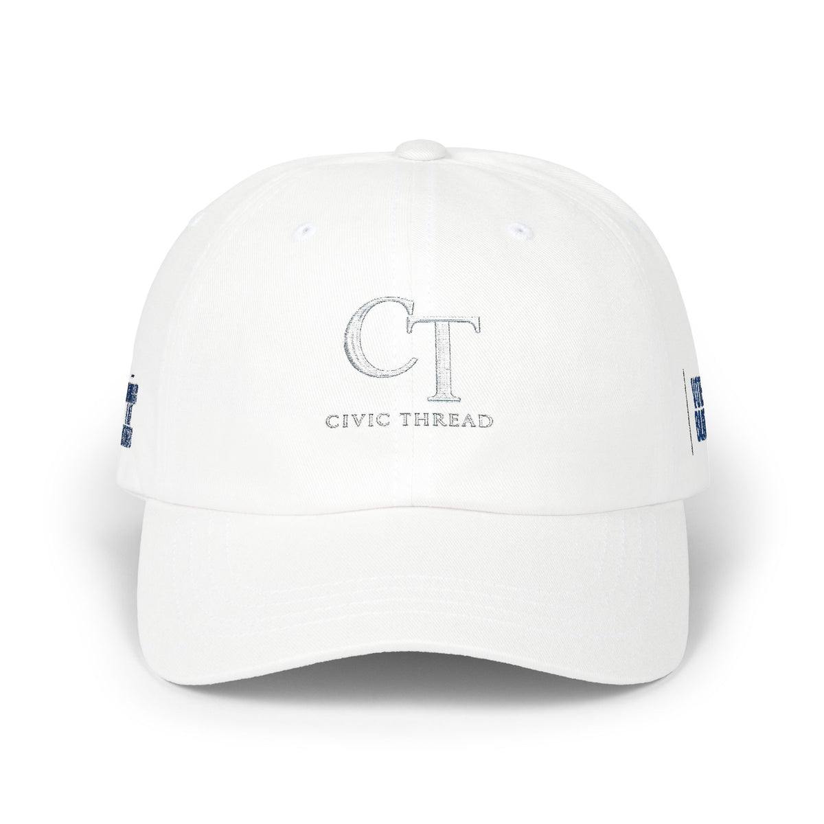 Dad Cap — Minimalist White 'CT' Logo Baseball Hat with 'Project' Back Embroidery - Make a Statement Without Saying a Word!