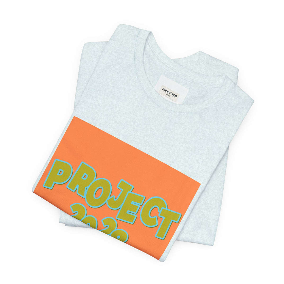 Project 2028 Graphic Tee — Retro Orange Square Design - Make a Statement Without Saying a Word!