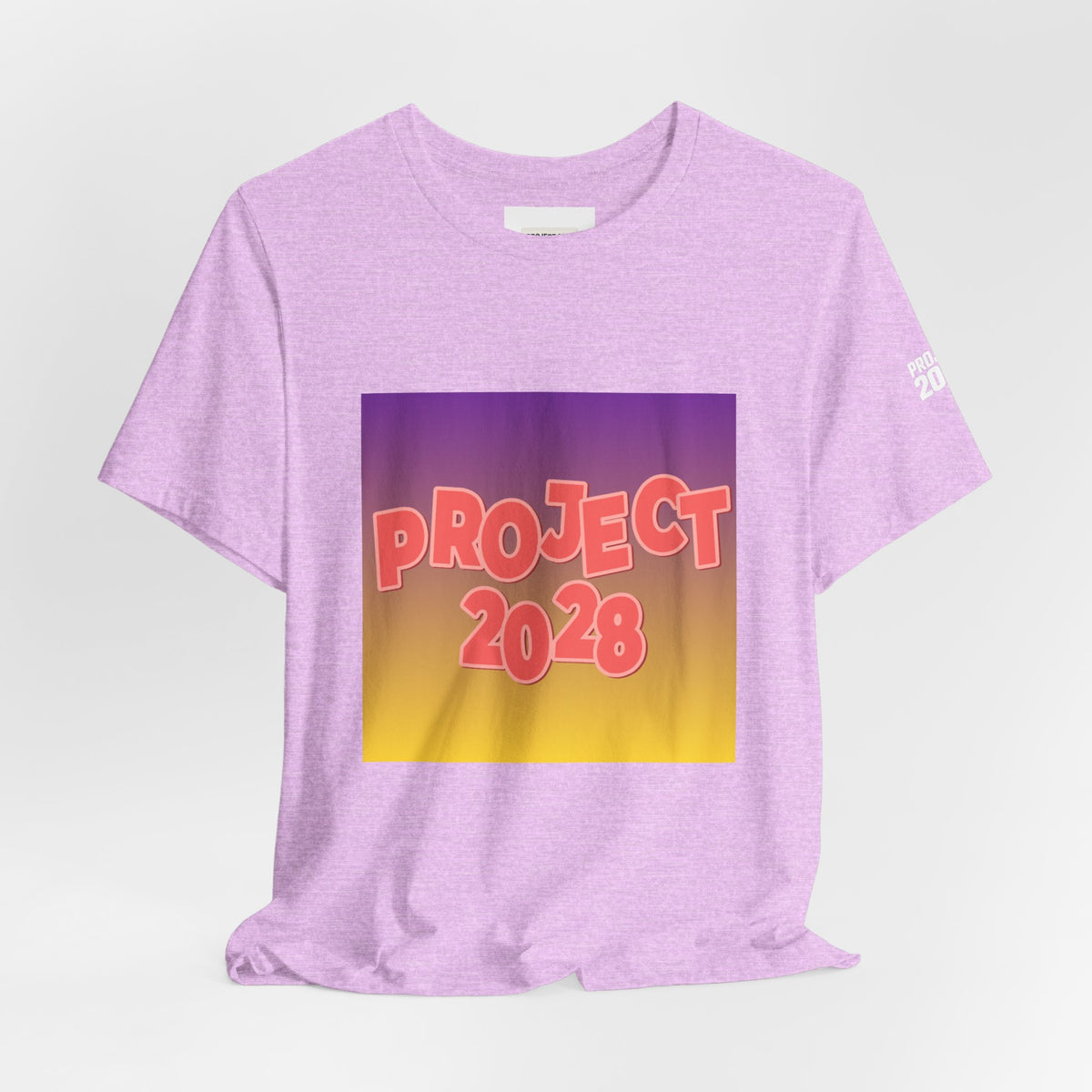 T-Shirt — Project 2028 Gradient Graphic (Back: "Democracy Isn’t Automatic") - Make a Statement Without Saying a Word!