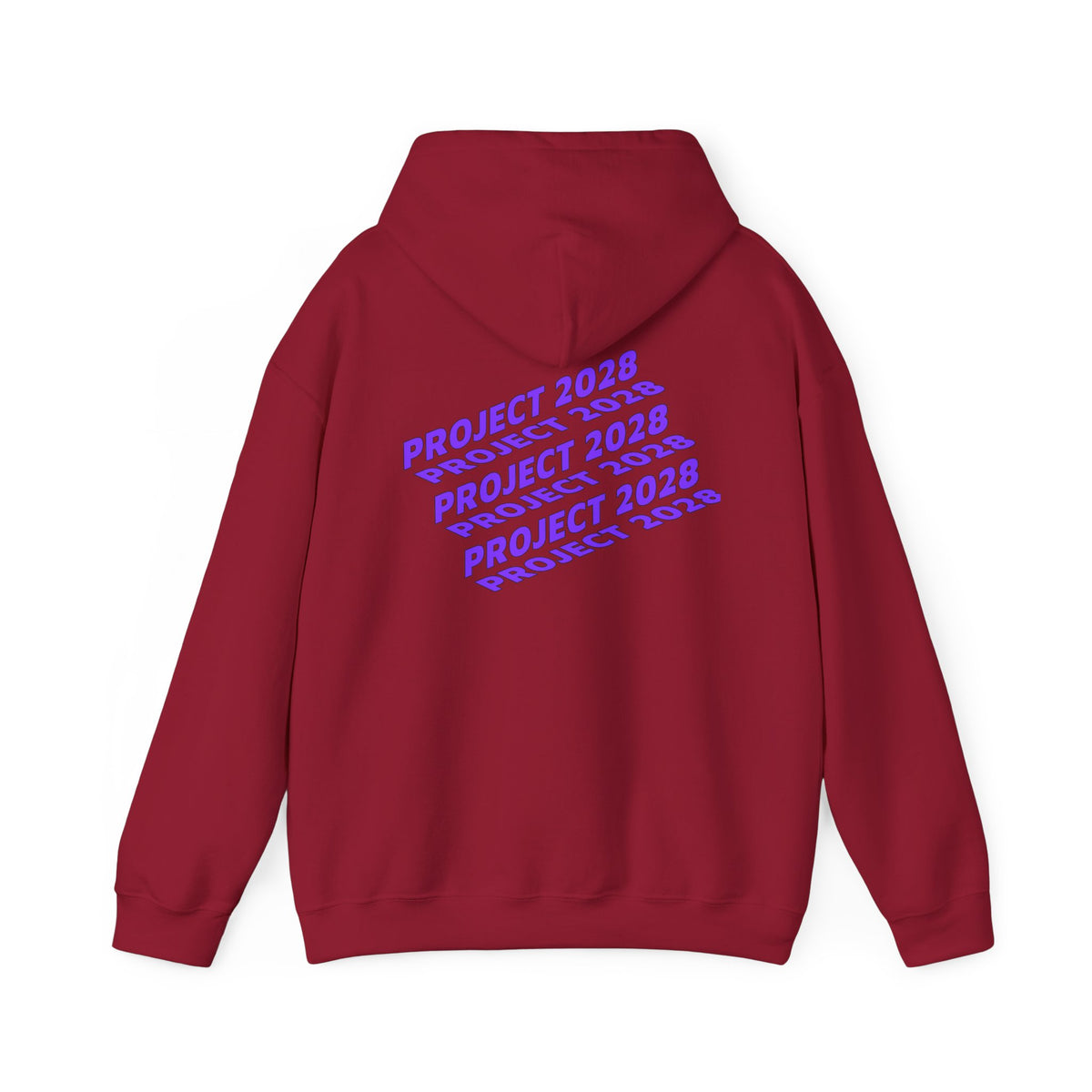 Project 2028 hoodie | Fight Back II text graphic, retro purple pink print