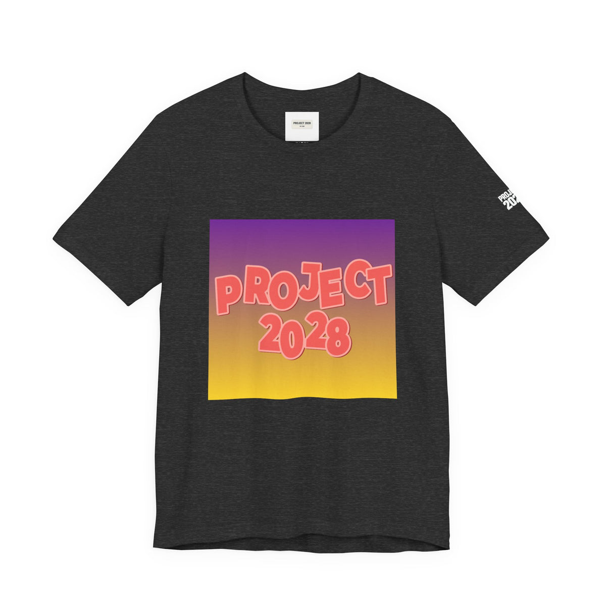 T-Shirt — Project 2028 Gradient Graphic (Back: "Democracy Isn’t Automatic") - Make a Statement Without Saying a Word!