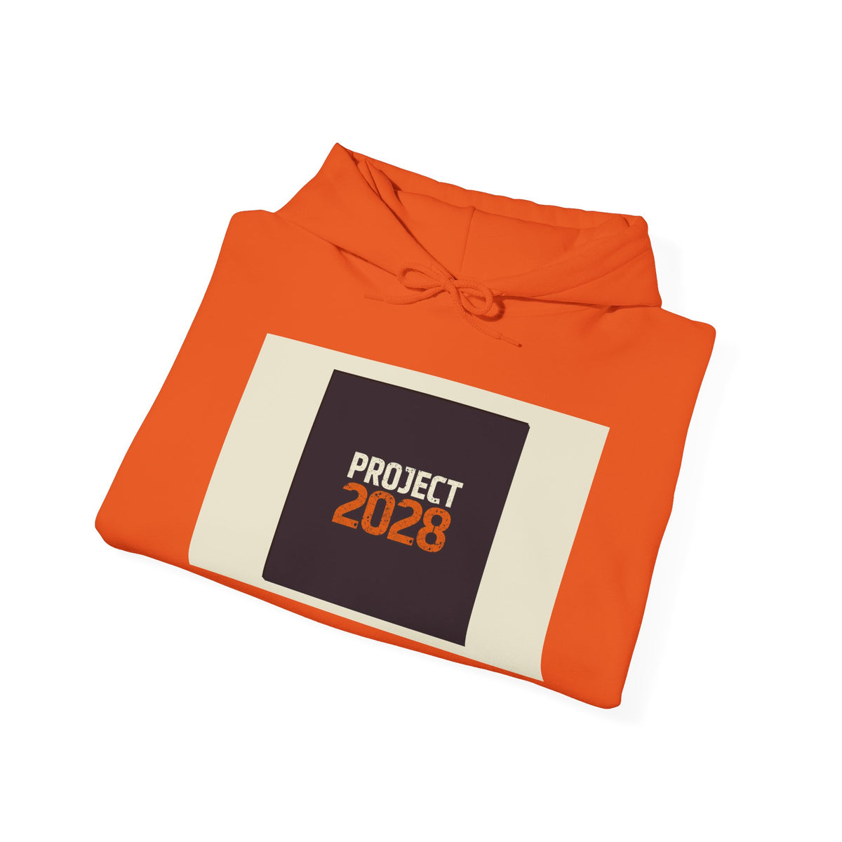 Project 218 Hoodie | Retro Block Logo, Beige Panel Front, Script Back