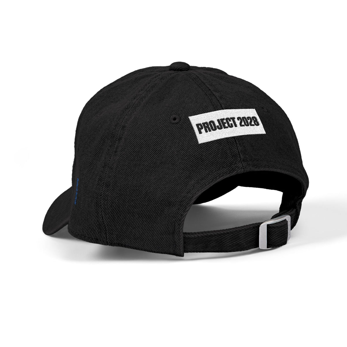 Embroidered 'PROJECT' Denim Hat – Retro Stripes Baseball Cap