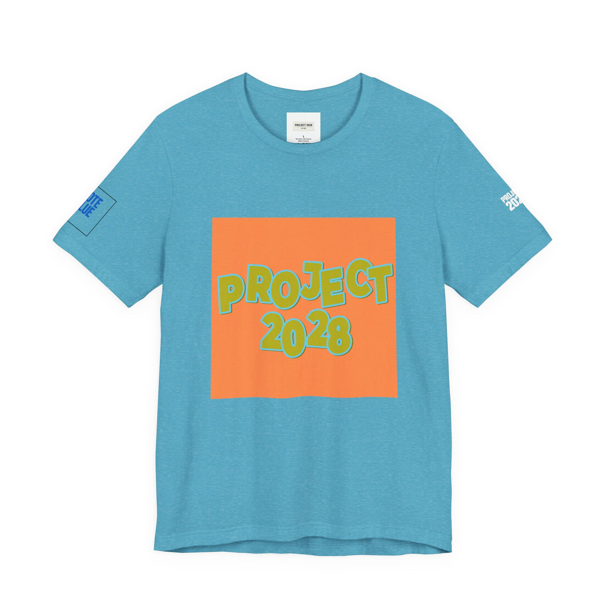 Project 2028 Graphic Tee — Retro Orange Square Design - Make a Statement Without Saying a Word!