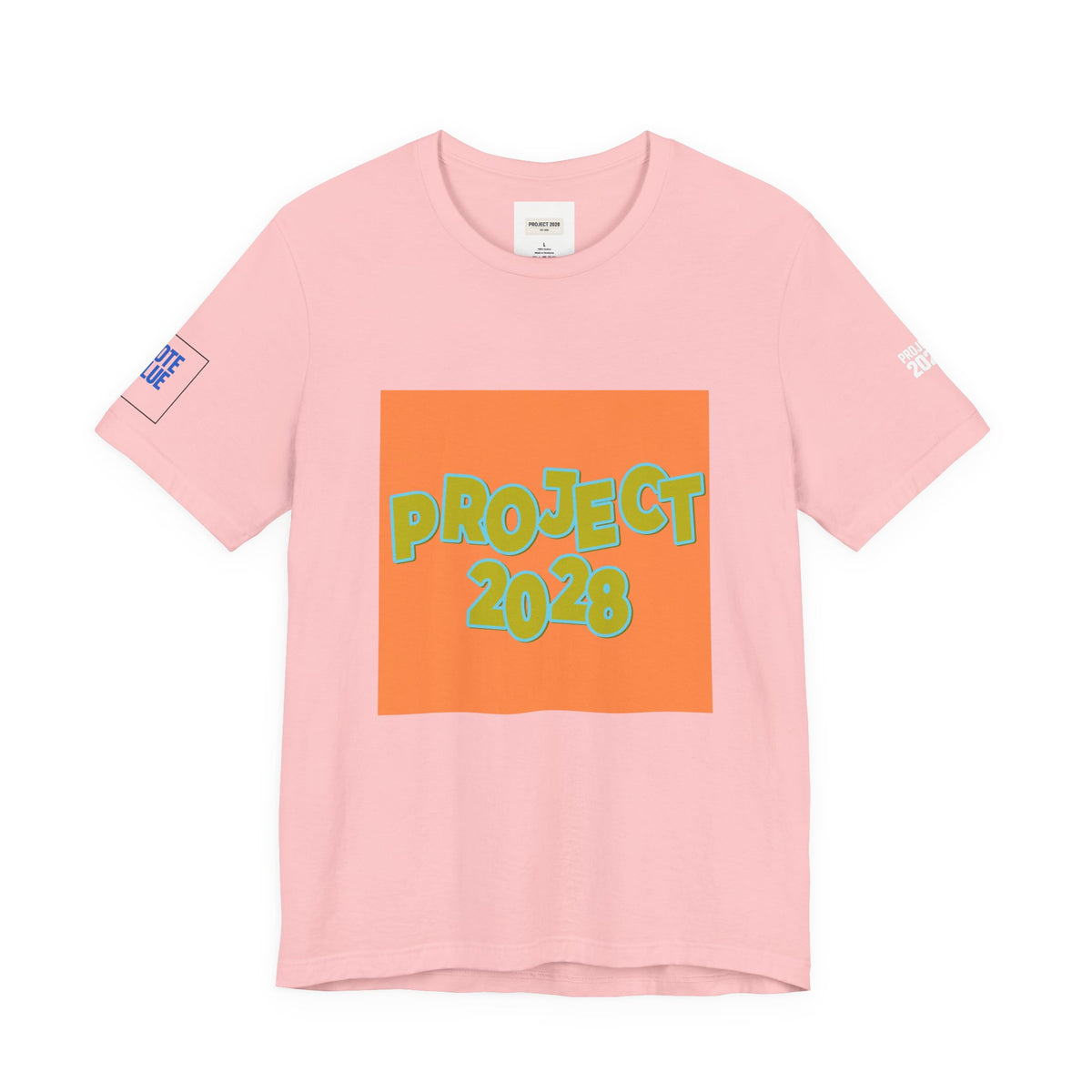 Project 2028 Graphic Tee — Retro Orange Square Design - Make a Statement Without Saying a Word!