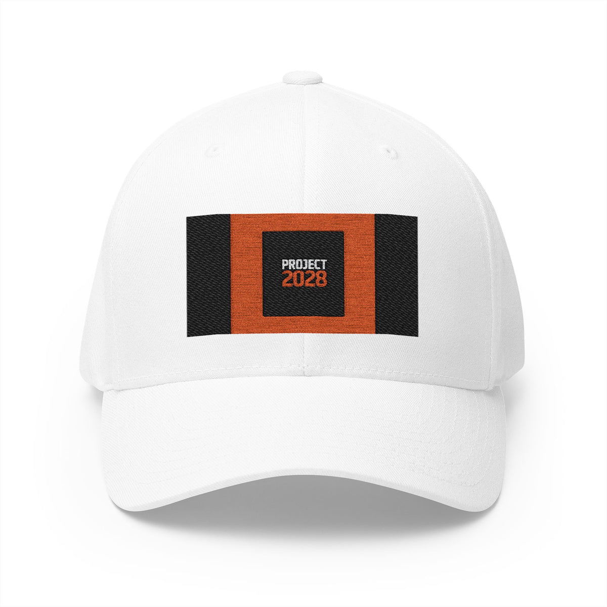 Embroidered 'Project 2028' Structured Cap — Retro Orange & Black Patch