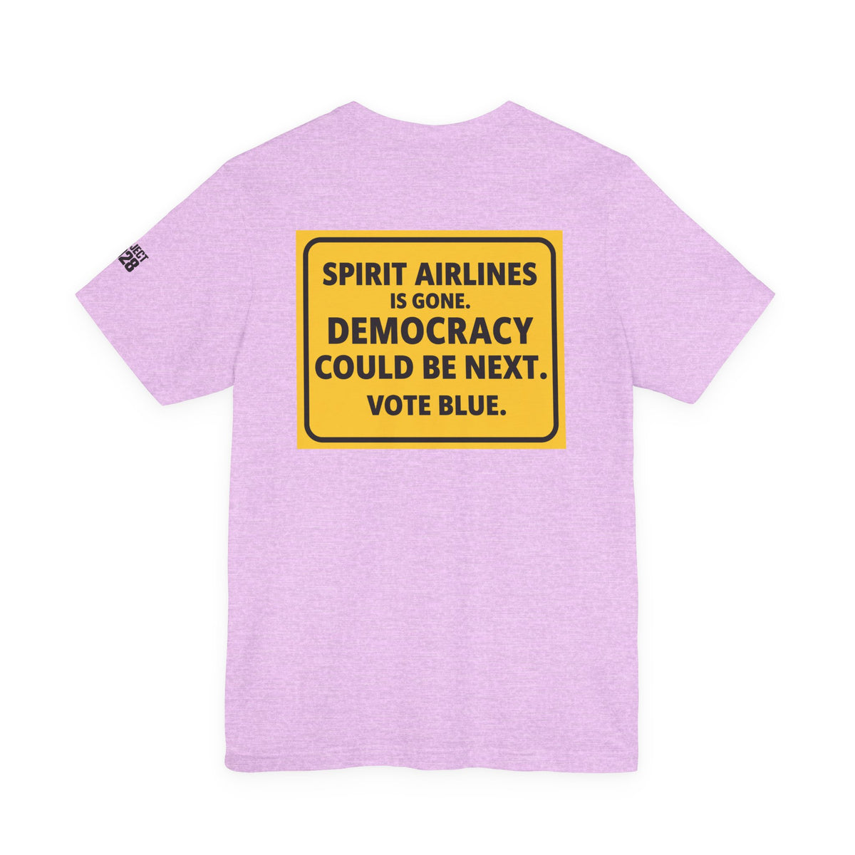 Project 2028 Graphic Tee — "Spirit Airlines Is Gone. Democracy Could Be Next. Vote Blue." Political Statement T-Shirt - Make a Statement Without Saying a Word!