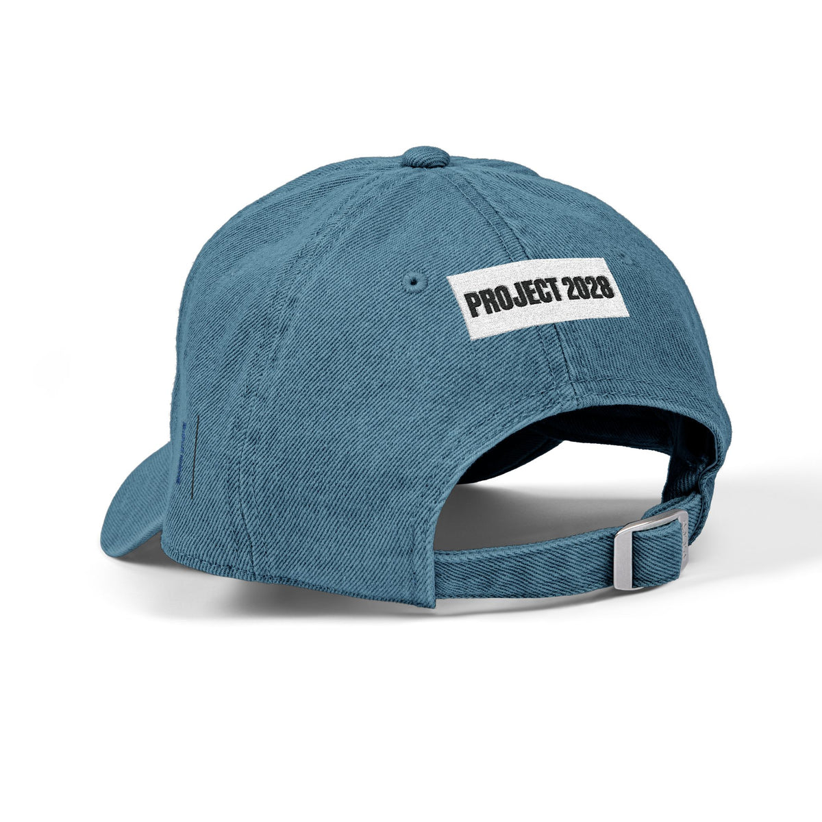 Embroidered 'PROJECT' Denim Hat – Retro Stripes Baseball Cap