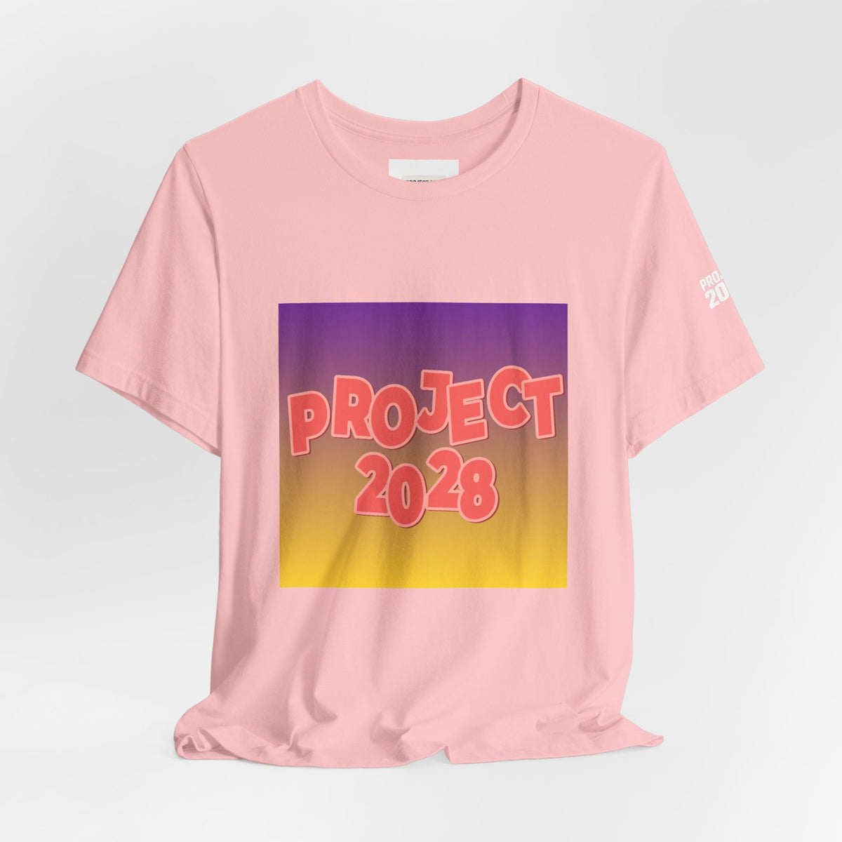 T-Shirt — Project 2028 Gradient Graphic (Back: "Democracy Isn’t Automatic") - Make a Statement Without Saying a Word!