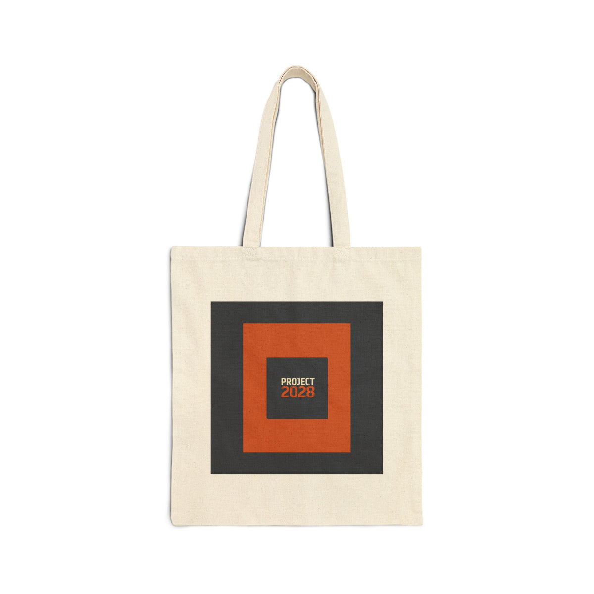 Tote Bag — 'Democracy Isn’t Automatic' Cotton Canvas Tote with Retro Square Graphic