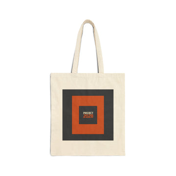Tote Bag — 'Democracy Isn’t Automatic' Cotton Canvas Tote with Retro Square Graphic