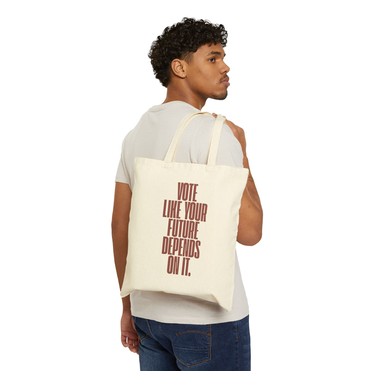Cotton Tote Bag — “People. Power. Progress.” / “Vote Like Your Future Depends On It.” Civic Voter Tote
