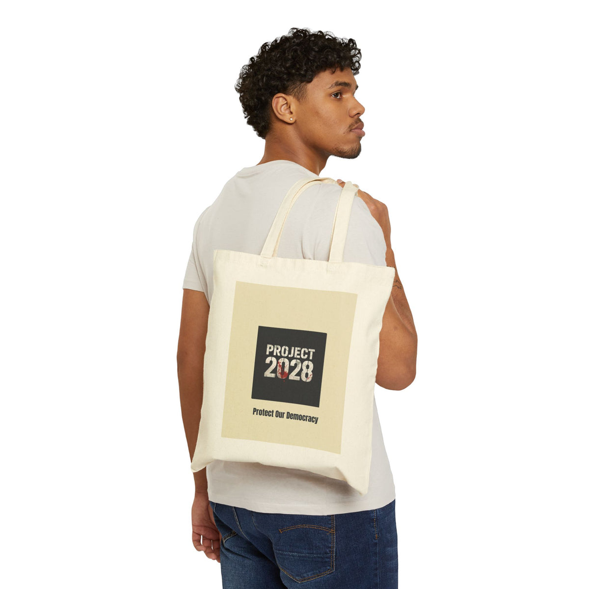 Project 2028 Cotton Tote — “Protect Our Democracy” Protest Bag