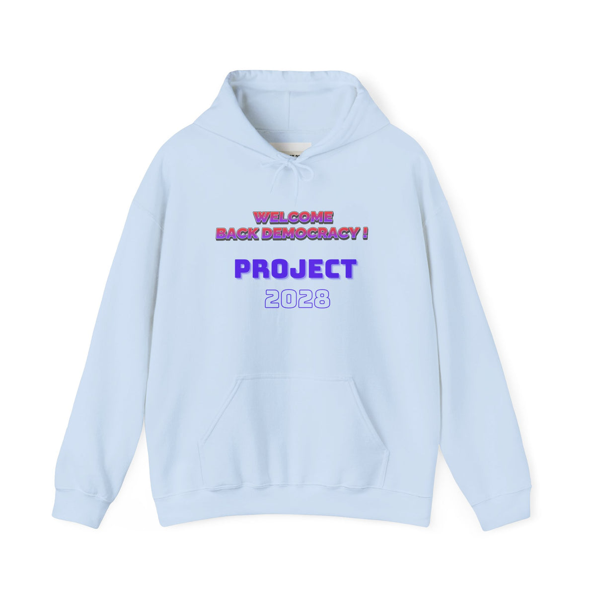 Project 2028 hoodie | Retro purple text design