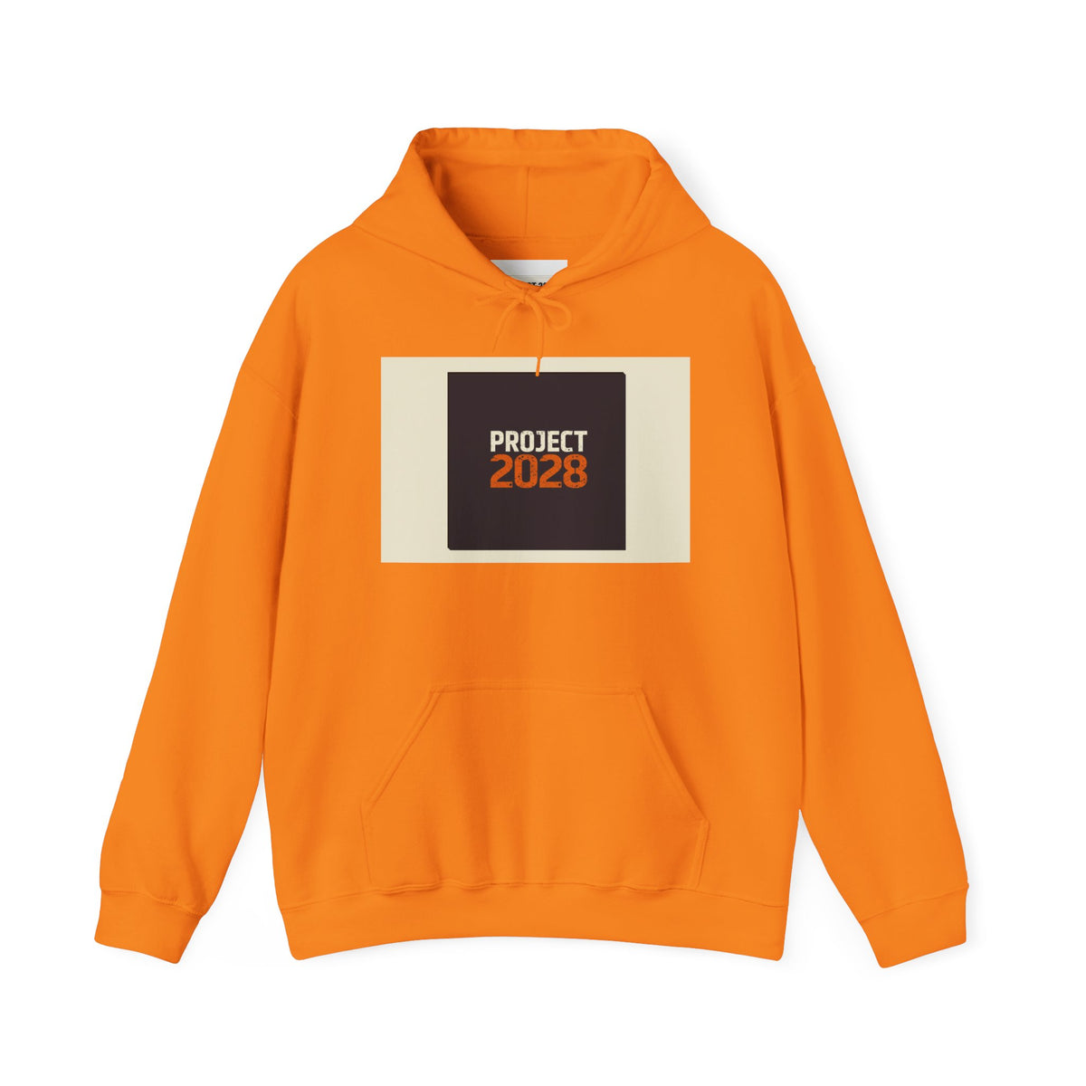 Project 218 Hoodie | Retro Block Logo, Beige Panel Front, Script Back