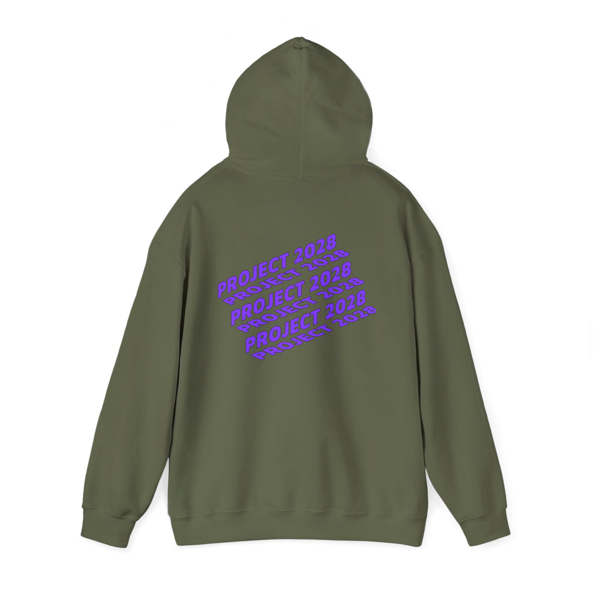 Project 2028 hoodie | Fight Back II text graphic, retro purple pink print