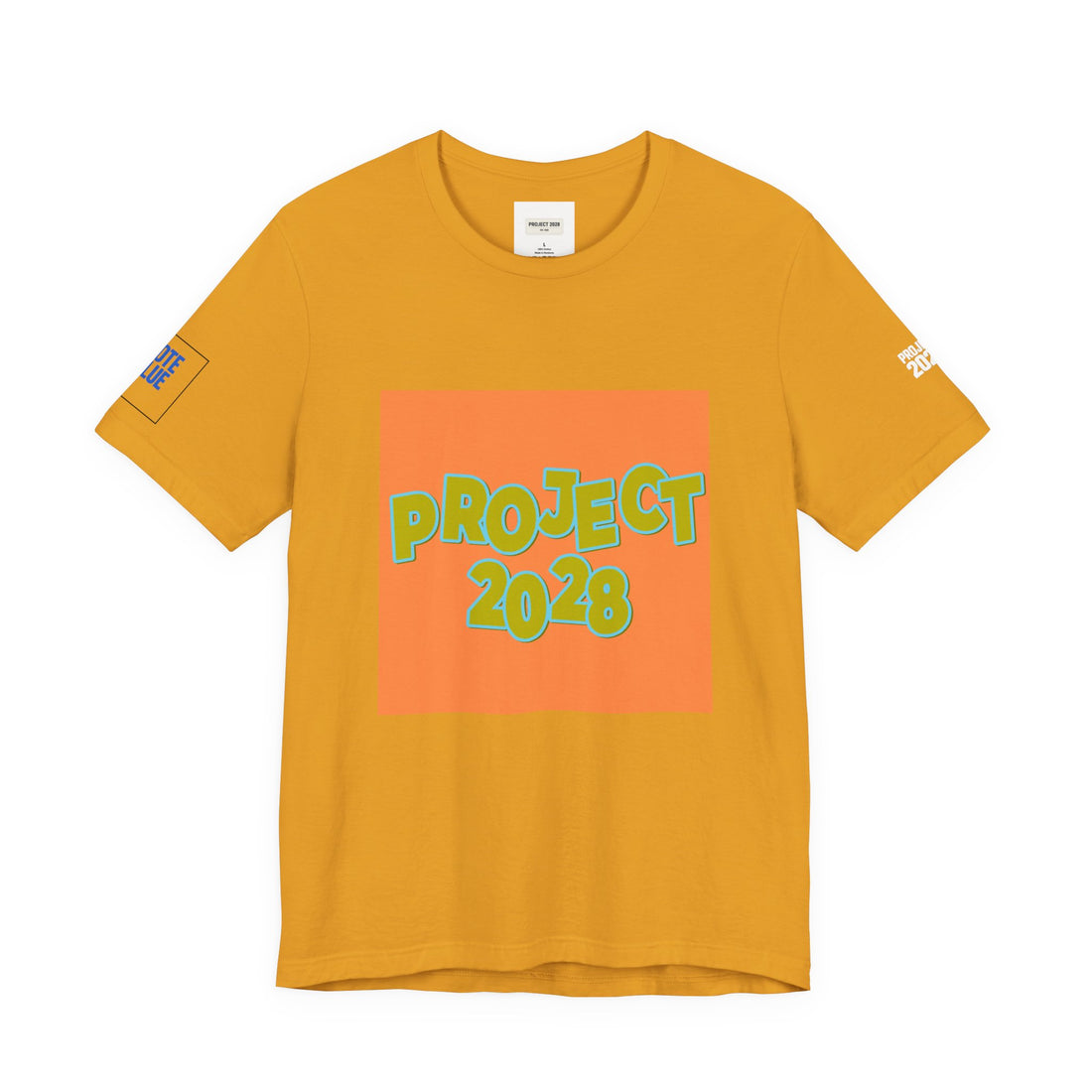 Project 2028 Graphic Tee — Retro Orange Square Design - Make a Statement Without Saying a Word!