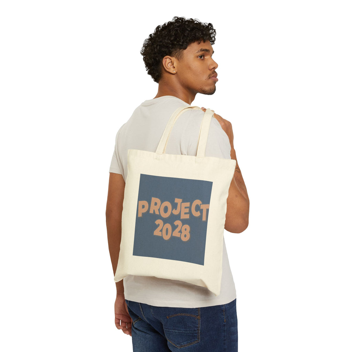 Canvas Tote Bag — 'Project 2028' / 'Democracy Isn’t Automatic' Political Statement Tote
