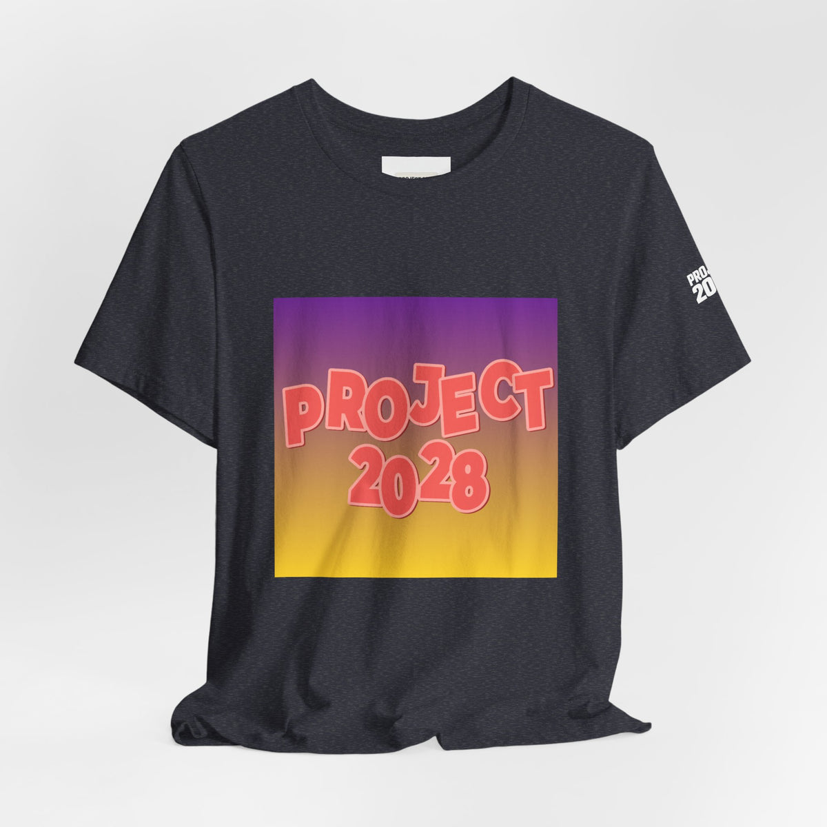 T-Shirt — Project 2028 Gradient Graphic (Back: "Democracy Isn’t Automatic") - Make a Statement Without Saying a Word!