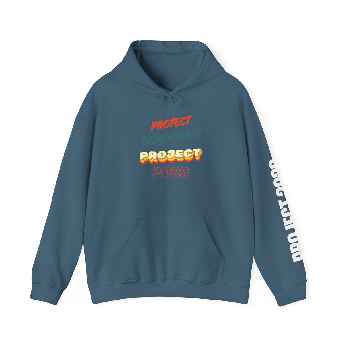 Project 2028 Hoodie | Retro Bubble Letter Design