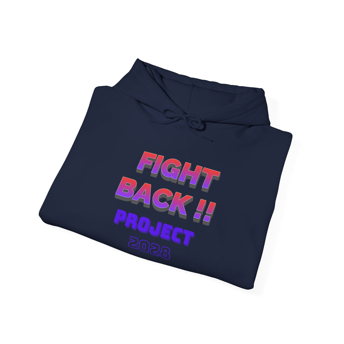 Project 2028 hoodie | Fight Back II text graphic, retro purple pink print