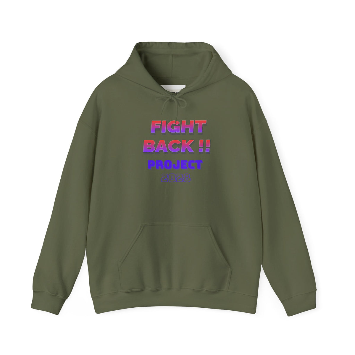 Project 2028 hoodie | Fight Back II text graphic, retro purple pink print