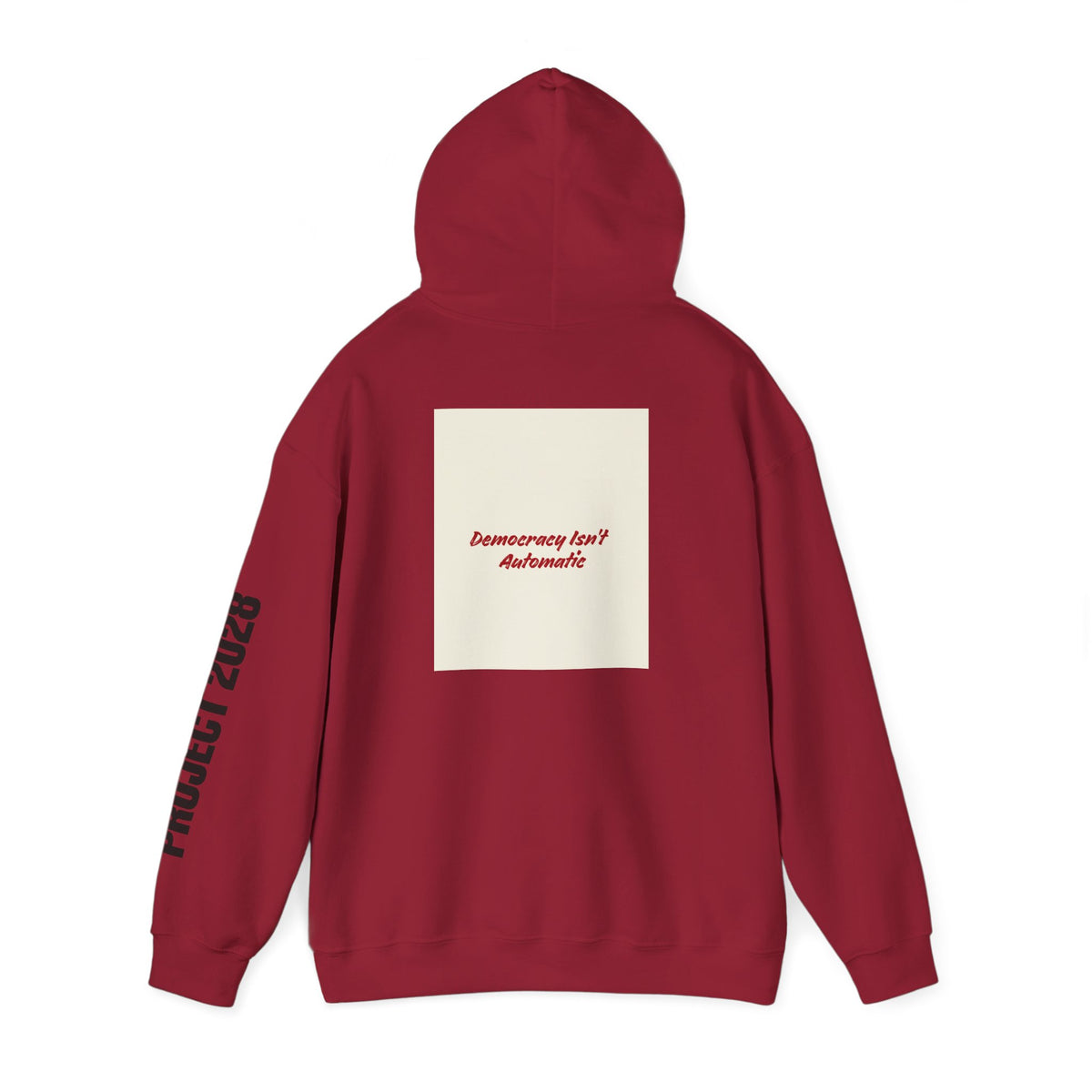 Project 2108 Graphic Hoodie | Democracy Isn't Automatic Back Print