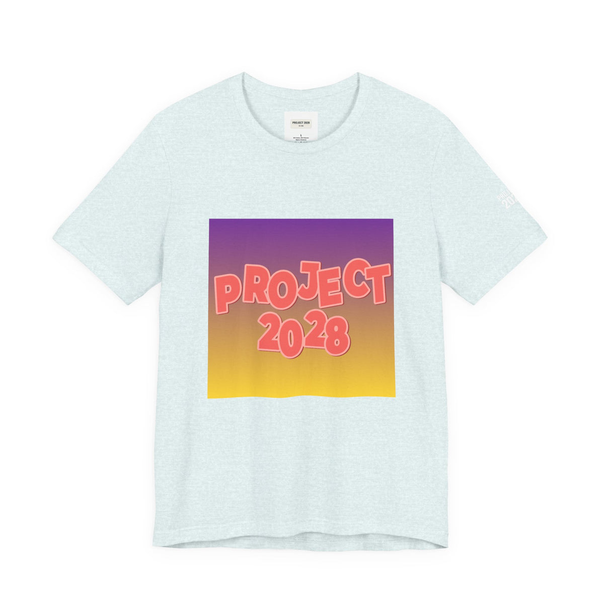 T-Shirt — Project 2028 Gradient Graphic (Back: "Democracy Isn’t Automatic") - Make a Statement Without Saying a Word!