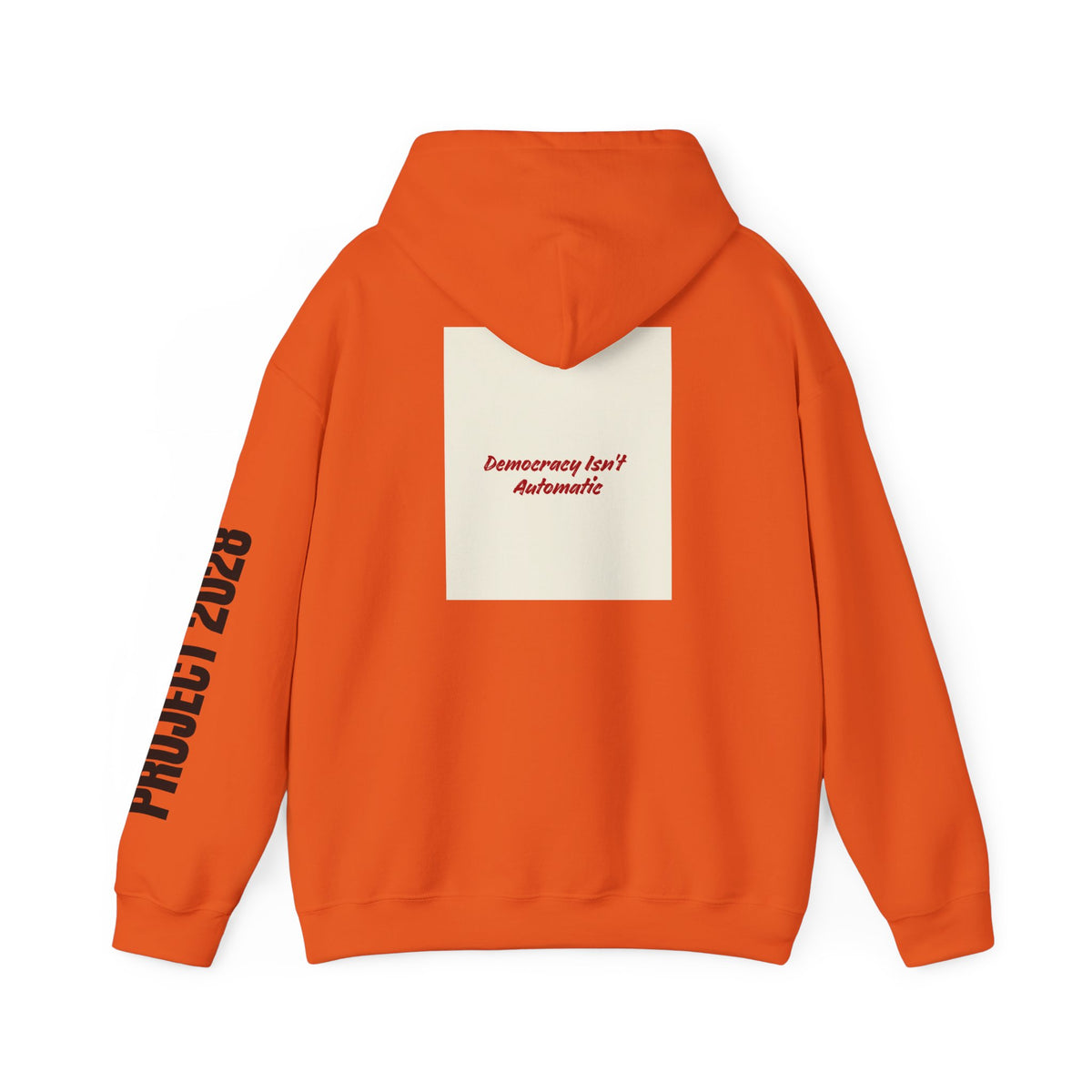 Project 2108 Graphic Hoodie | Democracy Isn't Automatic Back Print