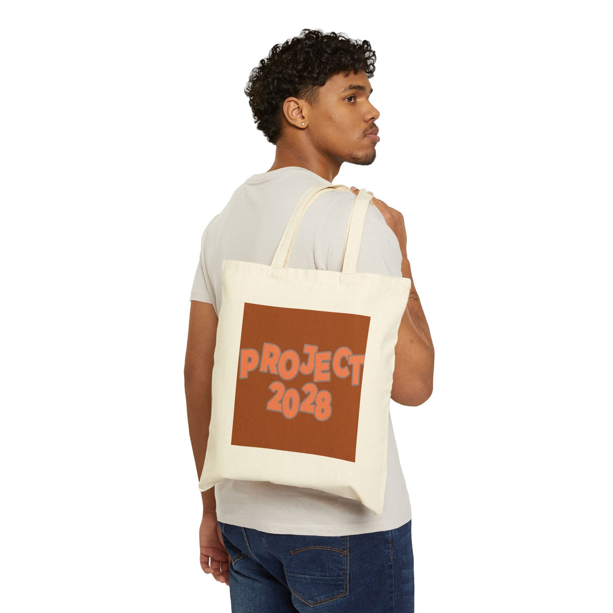 Project 2028 Cotton Canvas Tote — "Democracy Isn't Automatic" Political Protest Bag