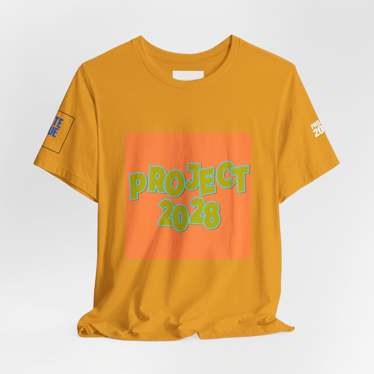 Project 2028 Graphic Tee — Retro Orange Square Design - Make a Statement Without Saying a Word!