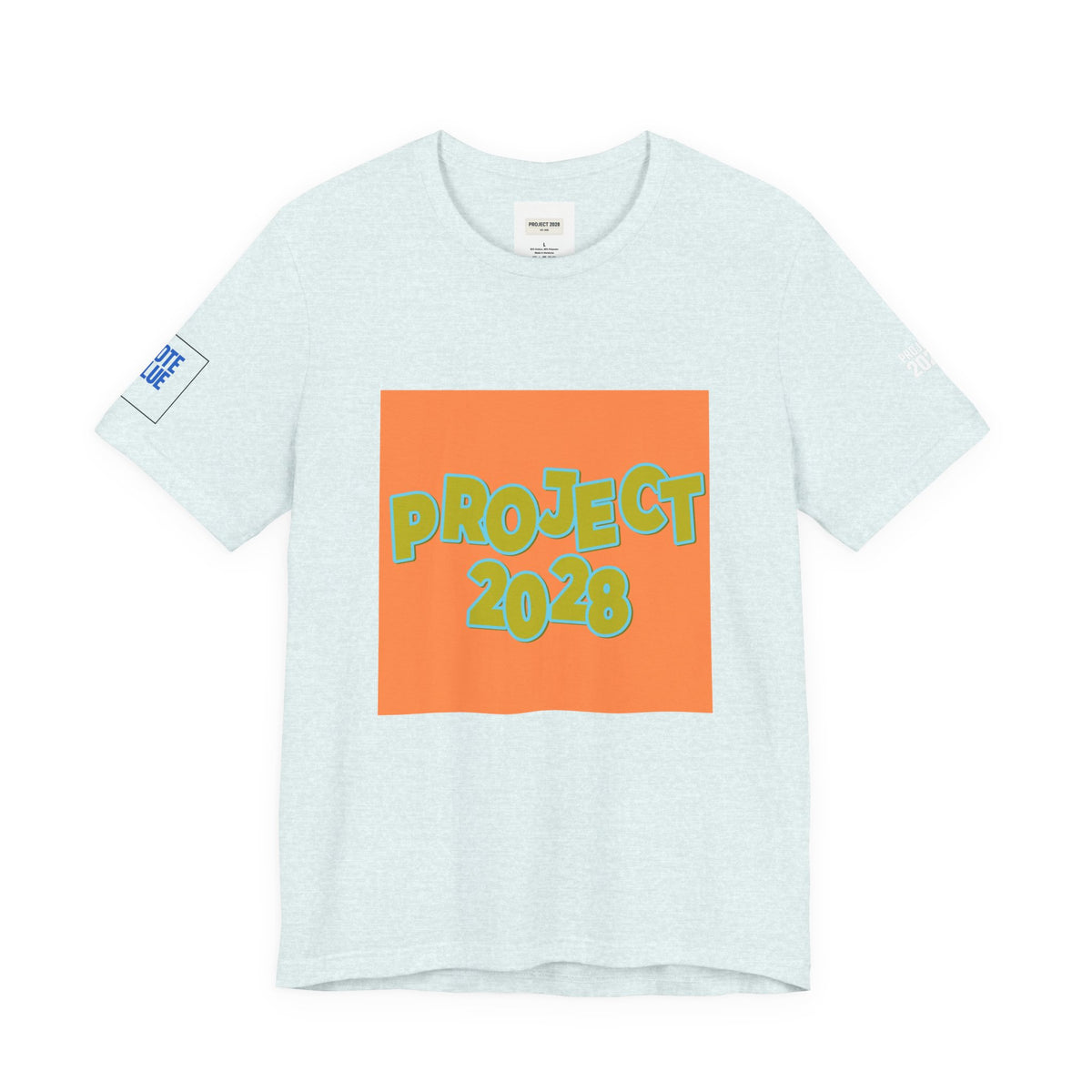 Project 2028 Graphic Tee — Retro Orange Square Design - Make a Statement Without Saying a Word!