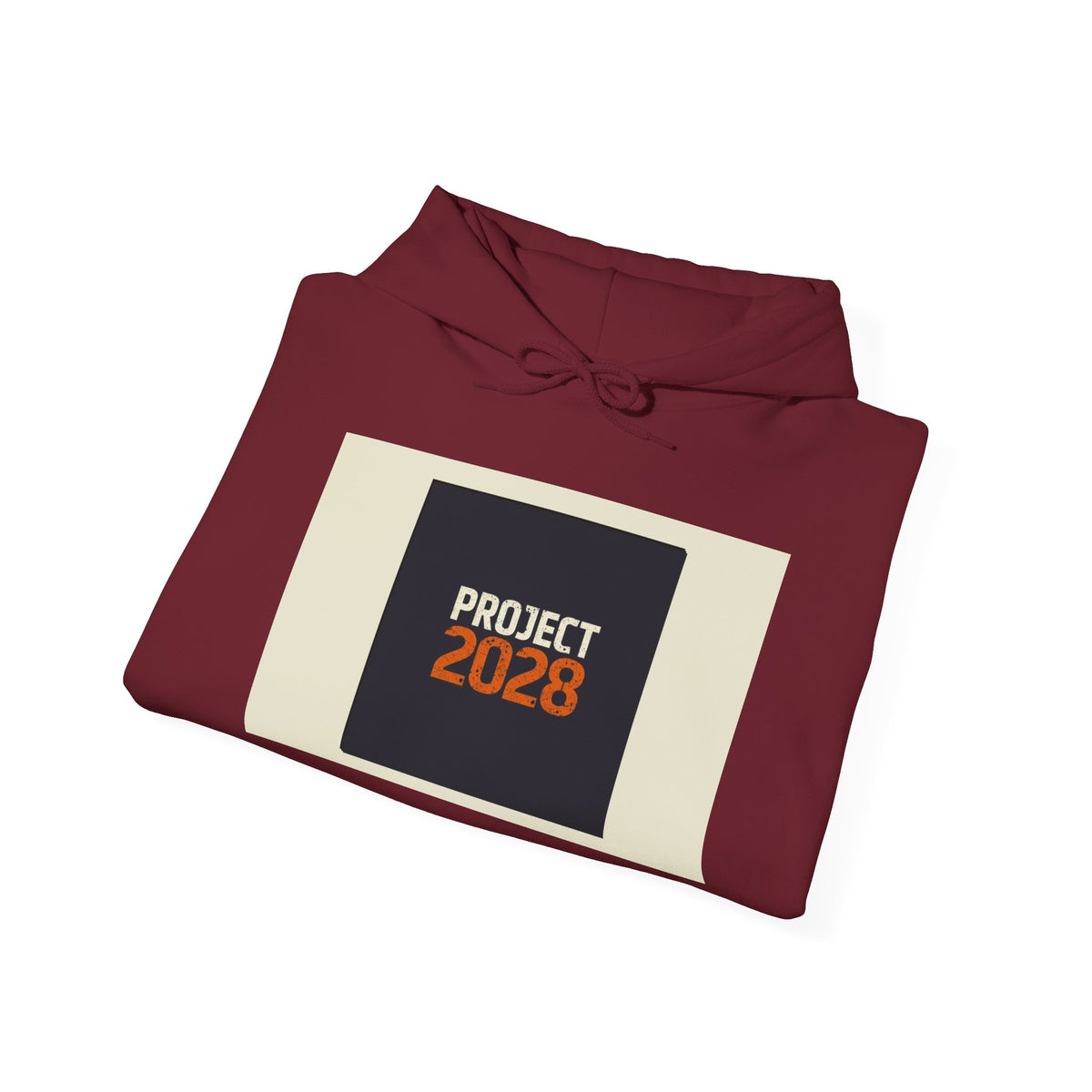 Project 218 Hoodie | Retro Block Logo, Beige Panel Front, Script Back