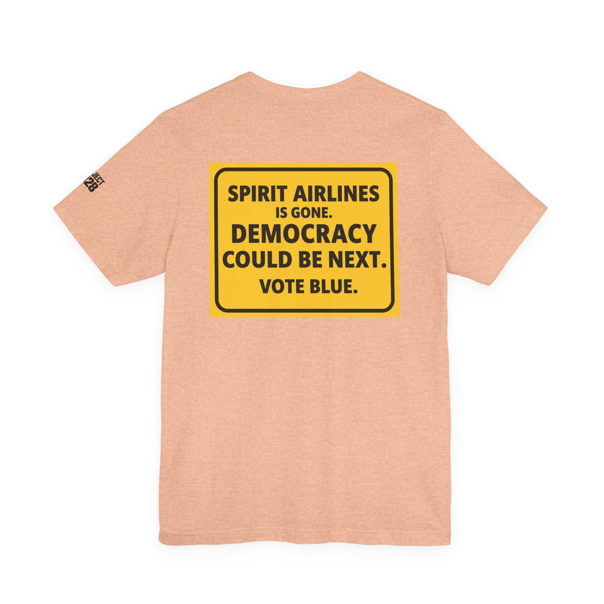 Project 2028 Graphic Tee — "Spirit Airlines Is Gone. Democracy Could Be Next. Vote Blue." Political Statement T-Shirt - Make a Statement Without Saying a Word!