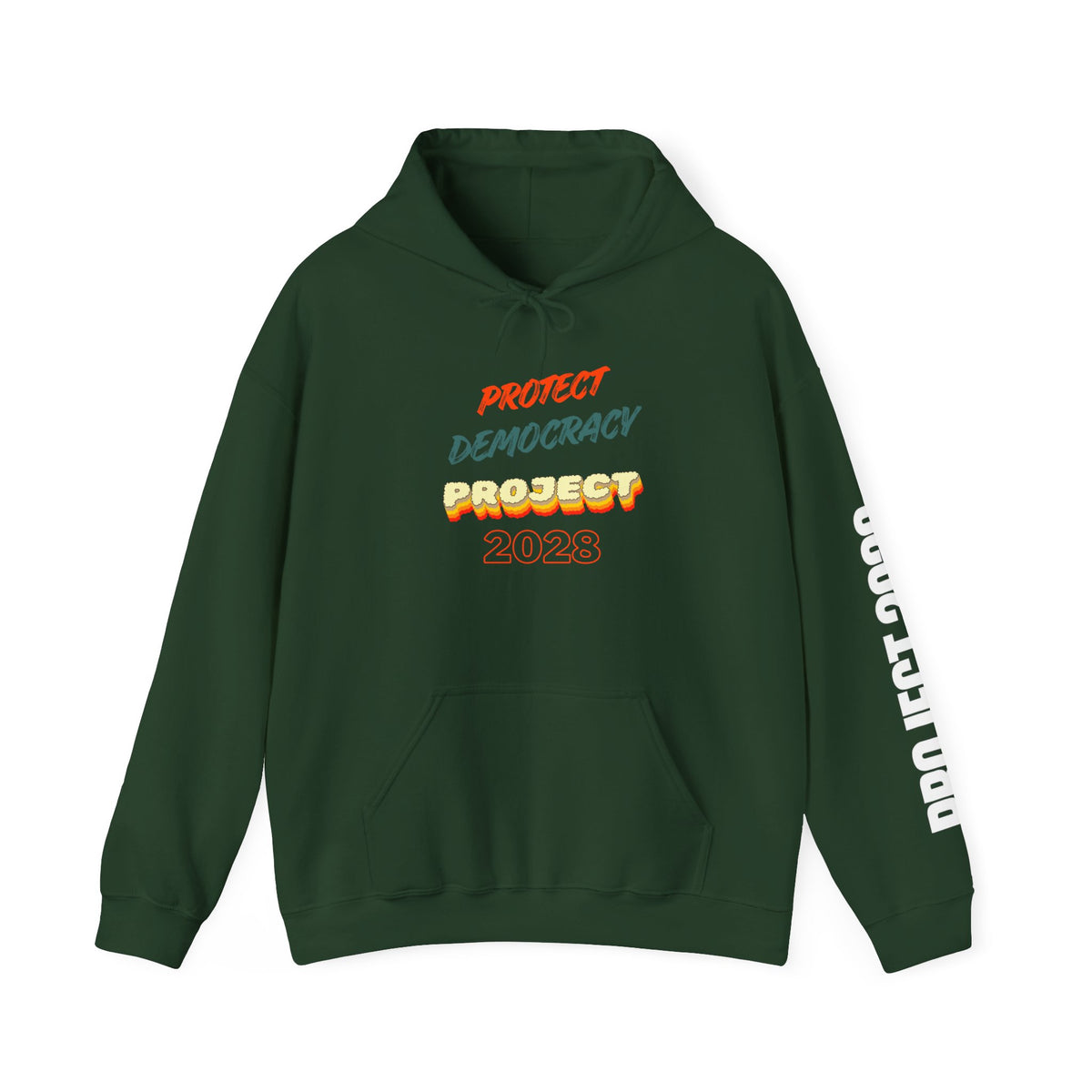 Project 2028 Hoodie | Retro Bubble Letter Design