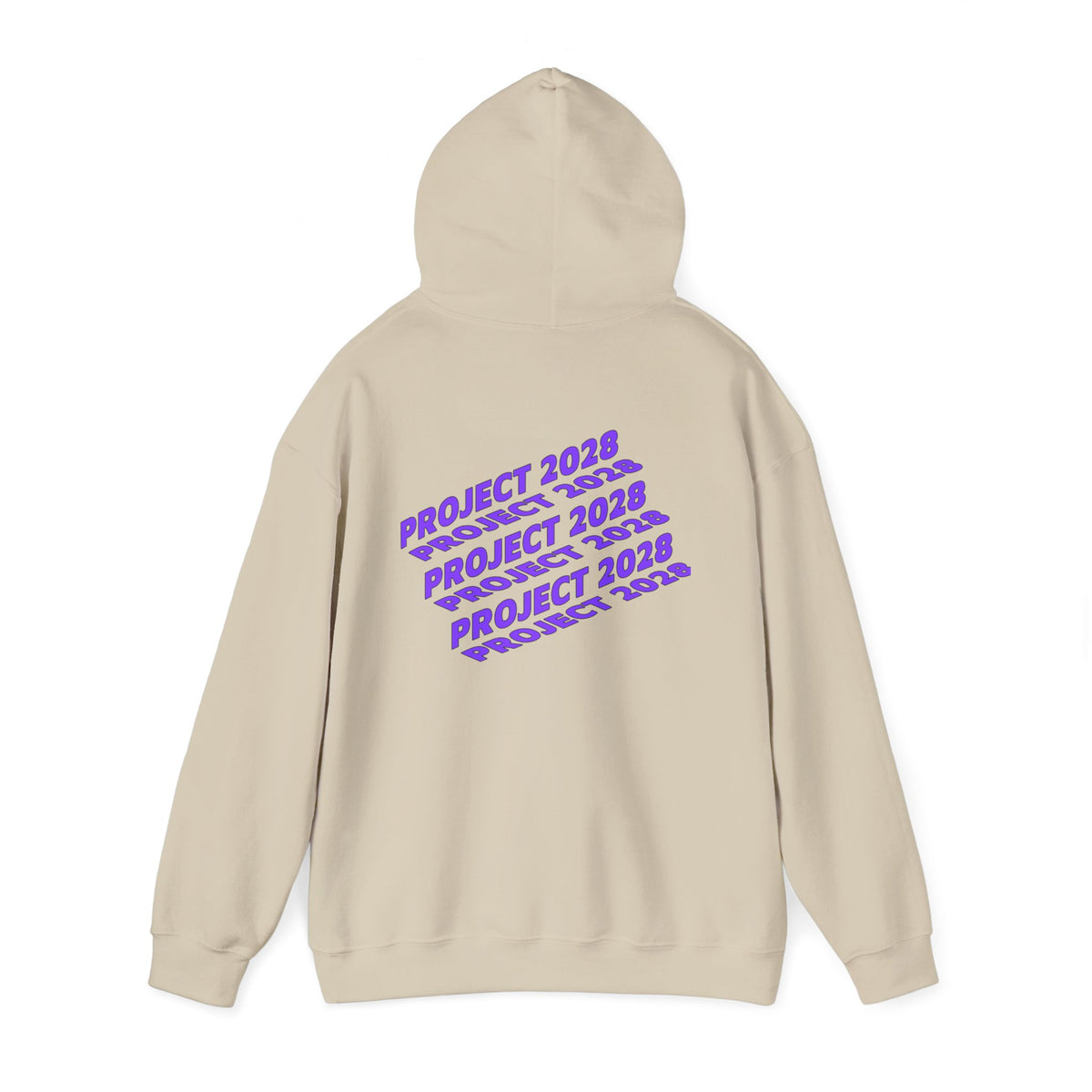 Project 2028 hoodie | Fight Back II text graphic, retro purple pink print
