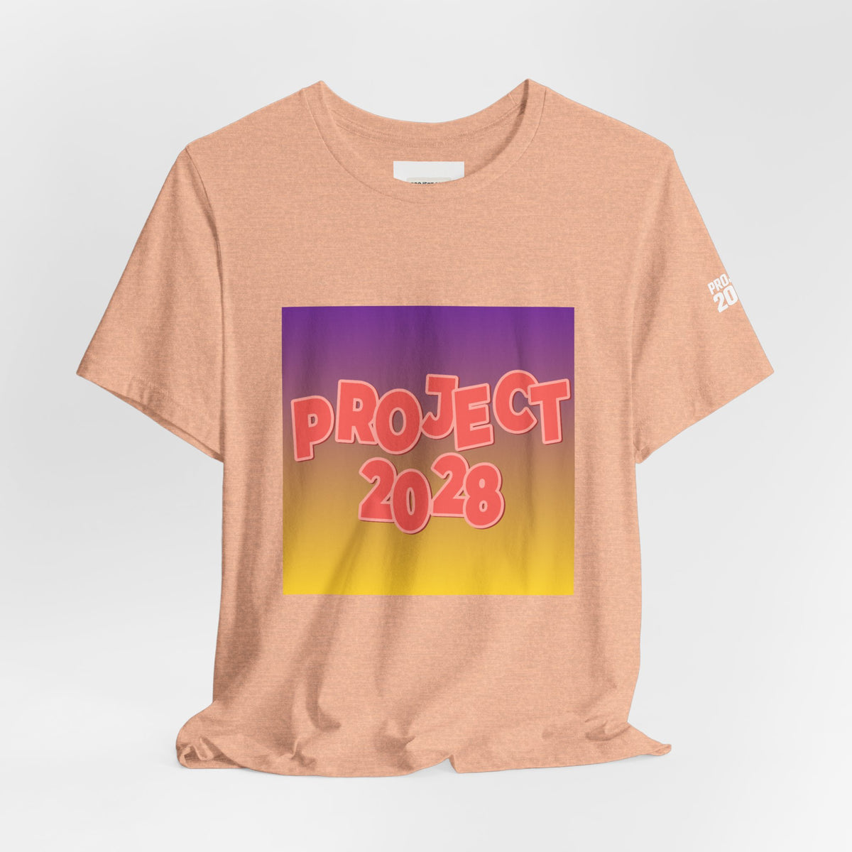 T-Shirt — Project 2028 Gradient Graphic (Back: "Democracy Isn’t Automatic") - Make a Statement Without Saying a Word!