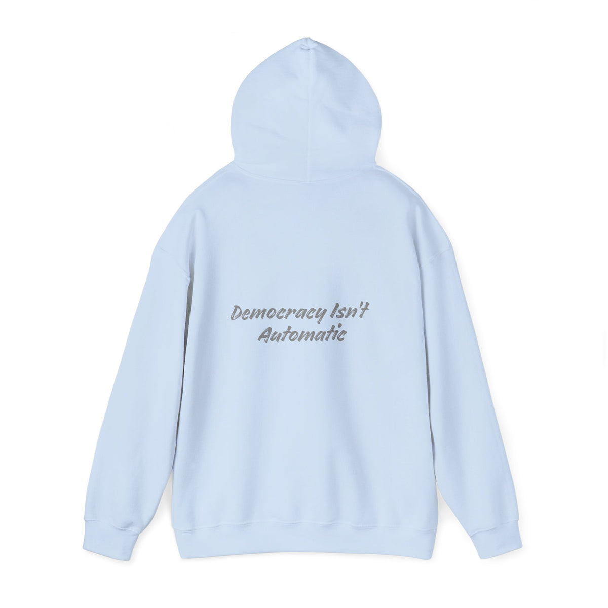 Project 2028 hoodie | Democracy Isn't Automatic back print