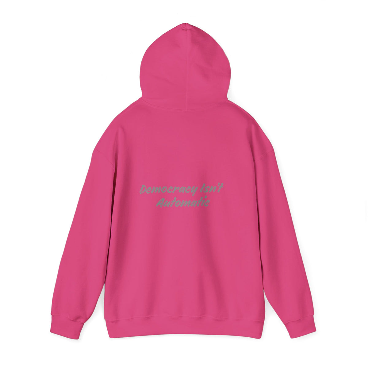 Project 2028 hoodie | Democracy Isn't Automatic back print