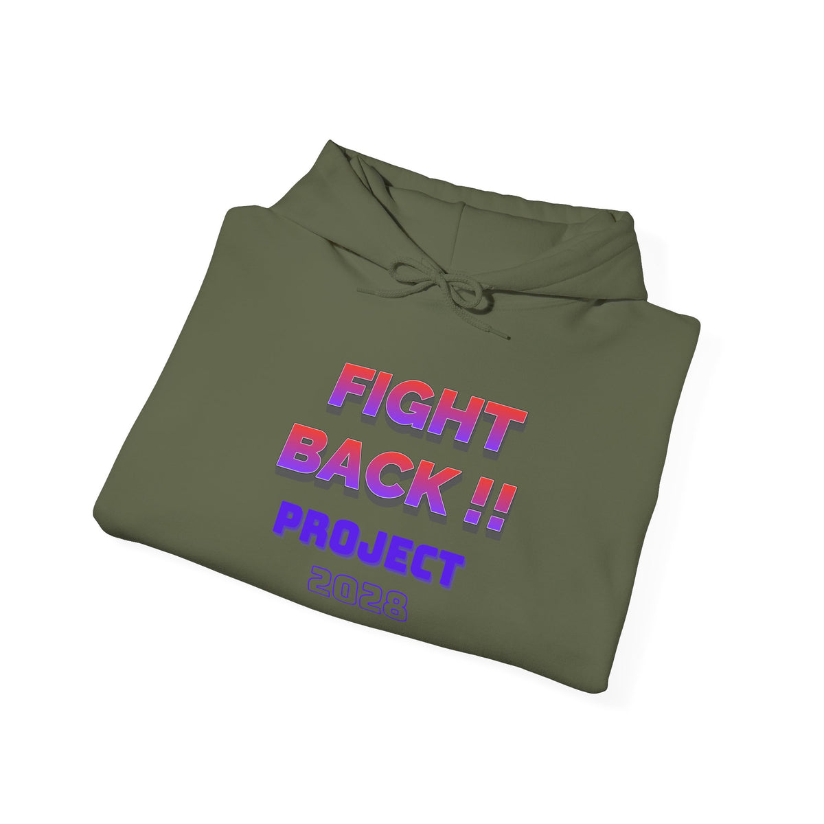 Project 2028 hoodie | Fight Back II text graphic, retro purple pink print