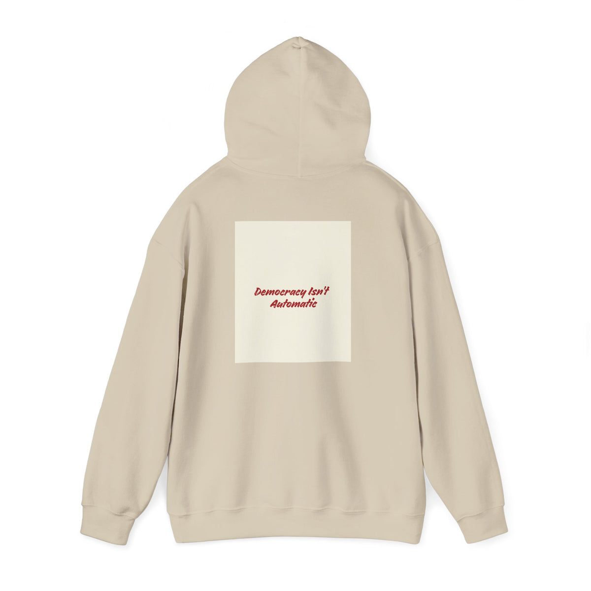 Project 218 Hoodie | Retro Block Logo, Beige Panel Front, Script Back