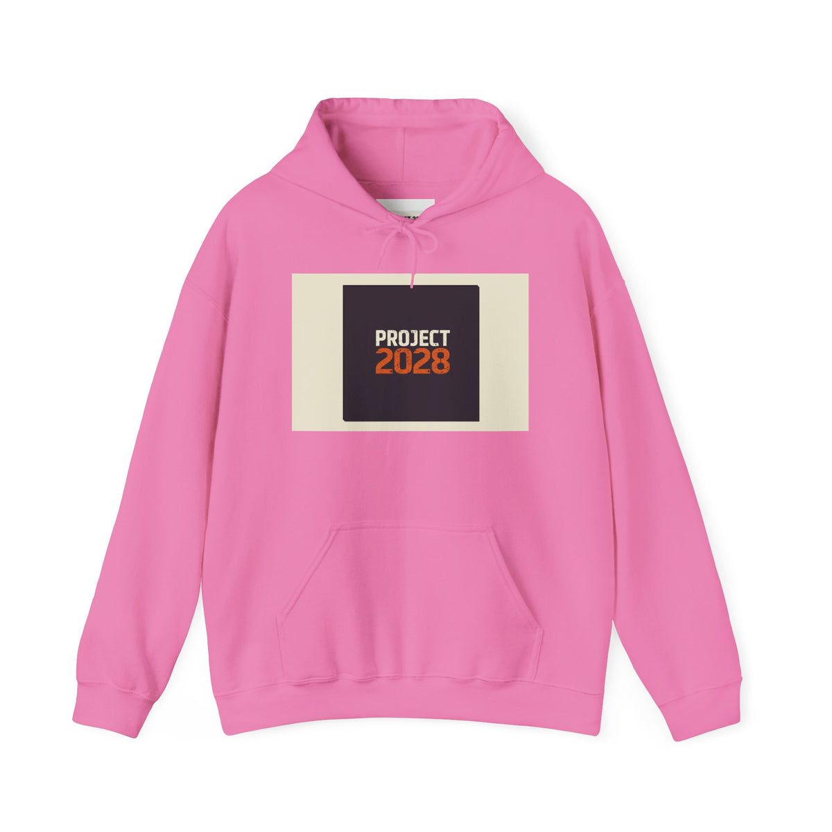 Project 218 Hoodie | Retro Block Logo, Beige Panel Front, Script Back