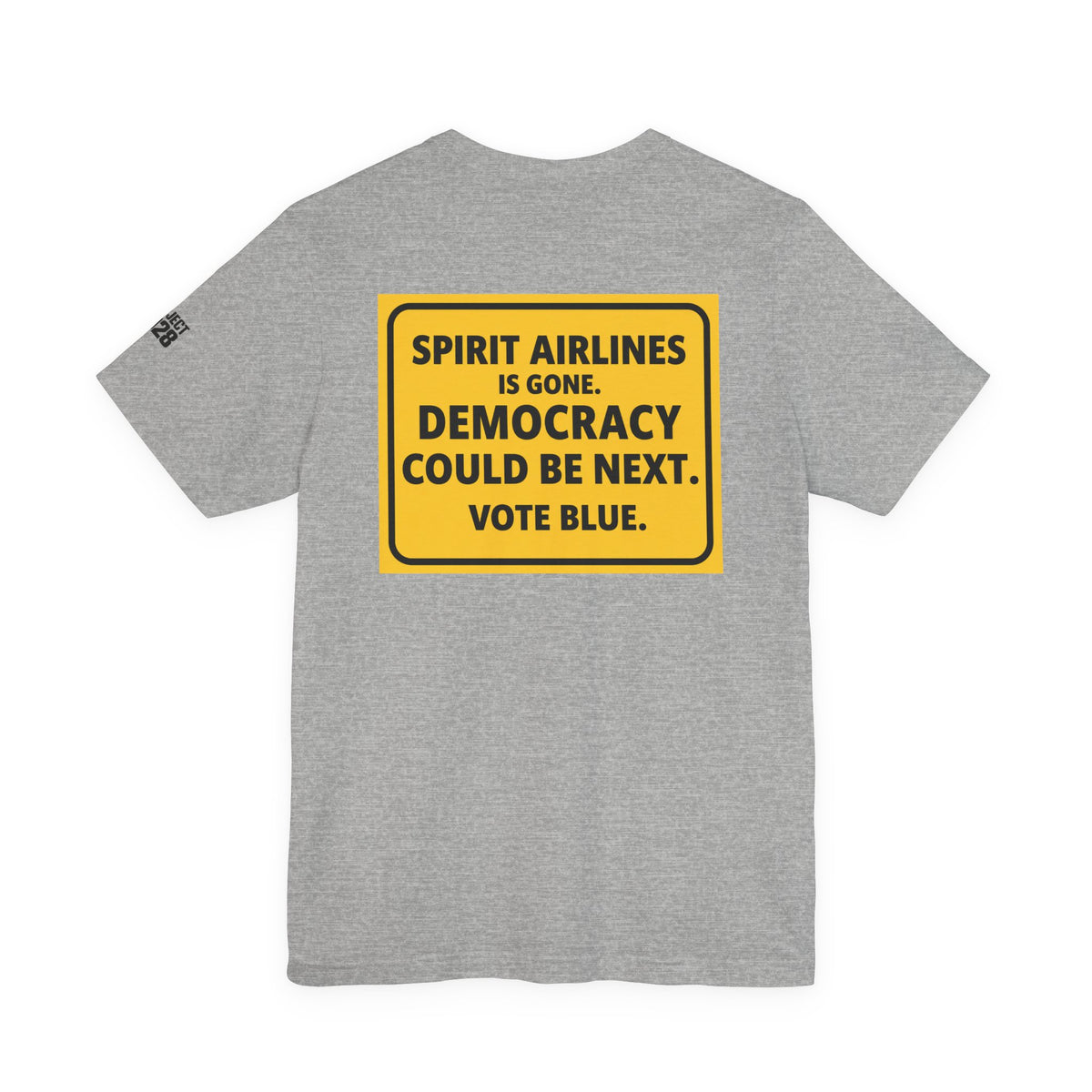 Project 2028 Graphic Tee — "Spirit Airlines Is Gone. Democracy Could Be Next. Vote Blue." Political Statement T-Shirt - Make a Statement Without Saying a Word!