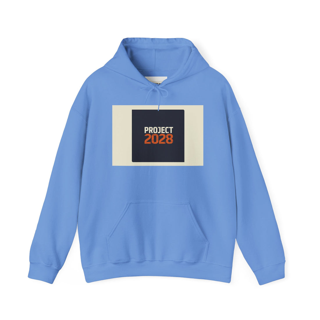 Project 218 Hoodie | Retro Block Logo, Beige Panel Front, Script Back