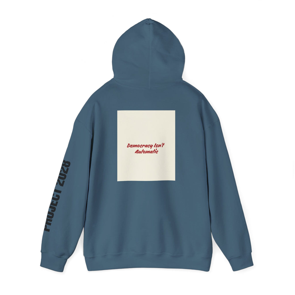 Project 2108 Graphic Hoodie | Democracy Isn't Automatic Back Print