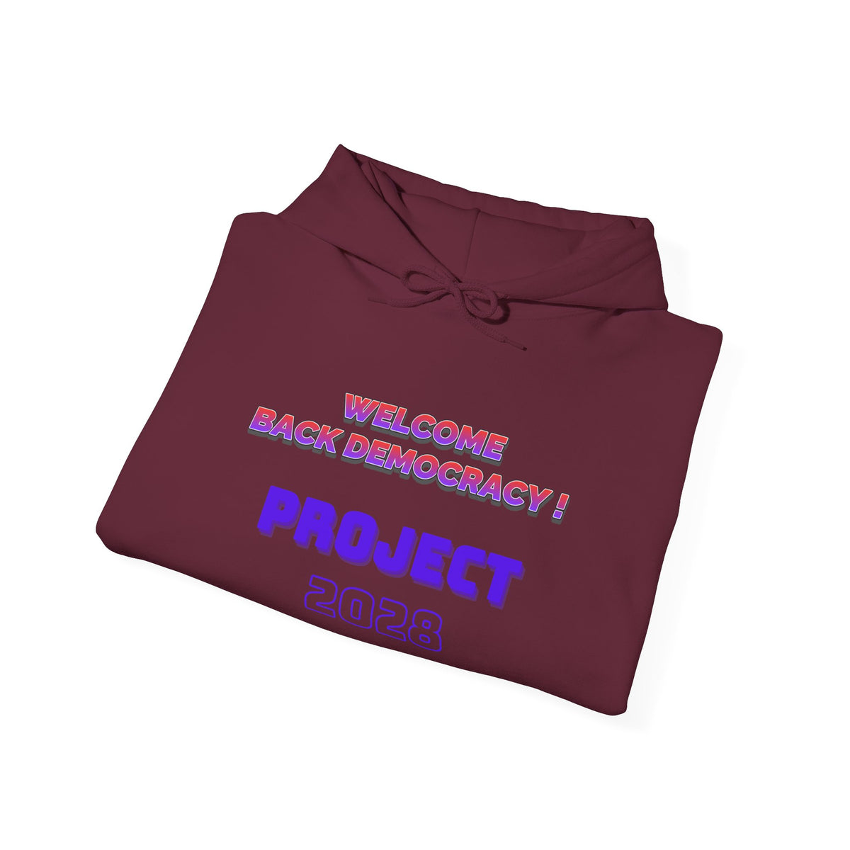 Project 2028 hoodie | Retro purple text design