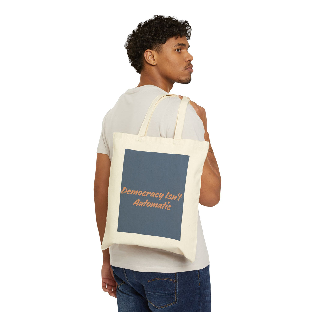 Canvas Tote Bag — 'Project 2028' / 'Democracy Isn’t Automatic' Political Statement Tote