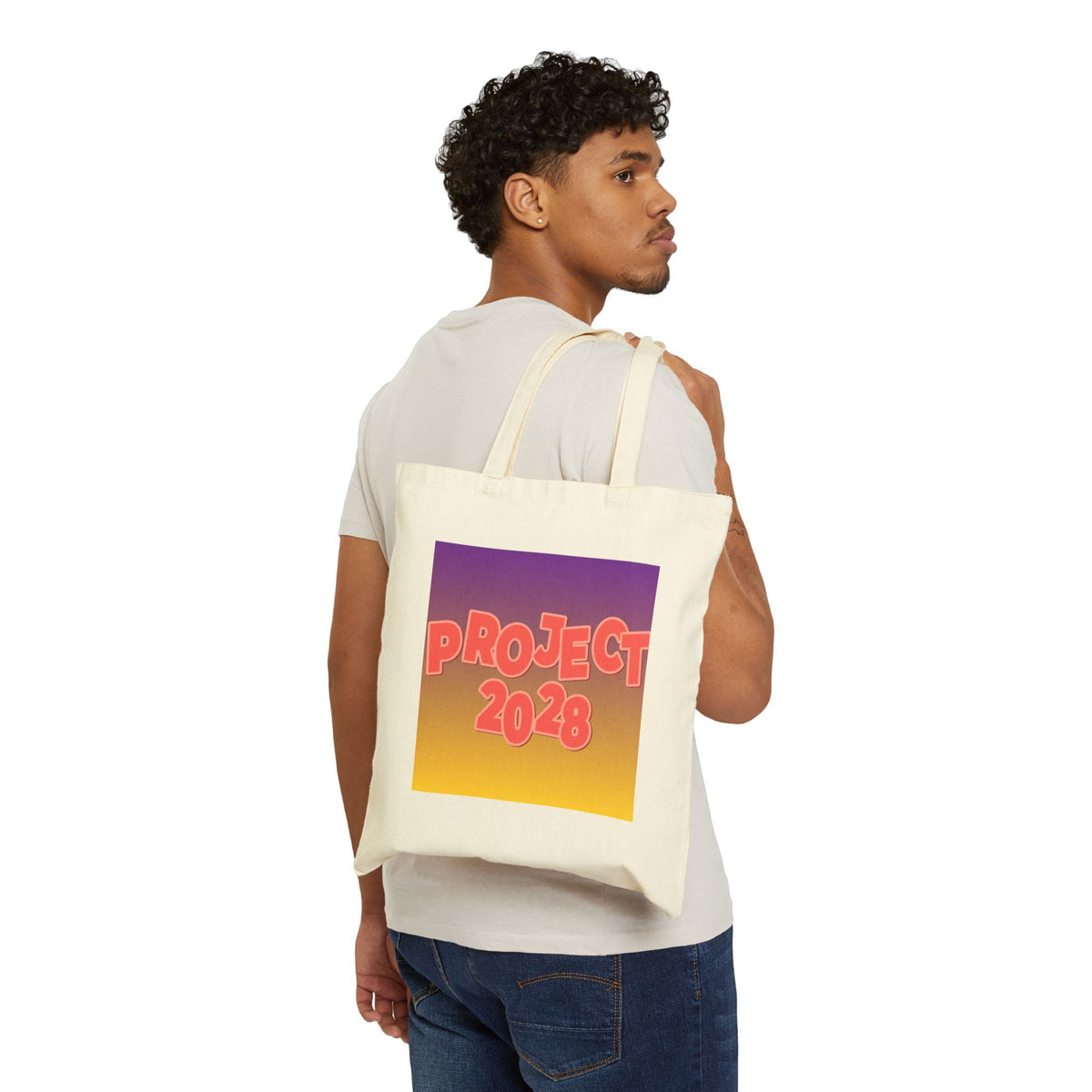 Tote Bag — Project 2028 Gradient & “Democracy Isn’t Automatic” Cotton Canvas Tote