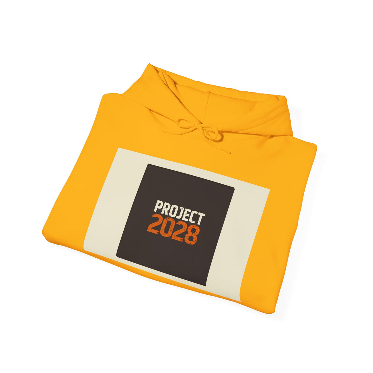 Project 218 Hoodie | Retro Block Logo, Beige Panel Front, Script Back